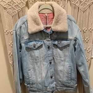 Free People Denim jacket - with fleece collar